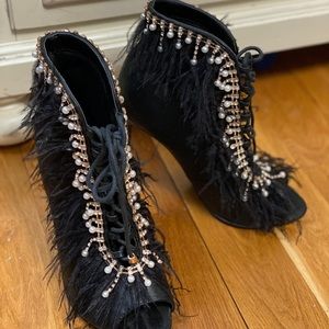 Black Pearl/Rhinestone Booties